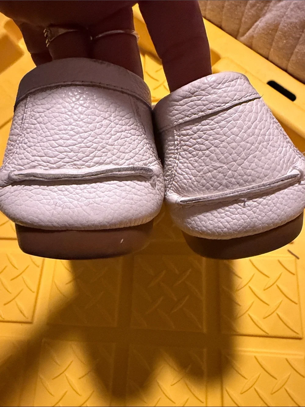 kate spade white leather loafers with logo plaque